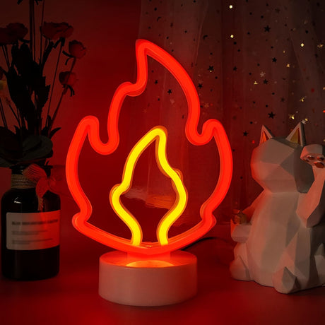 White Black Flame Neon Night Light Home Decor LED Night Light Ambient Lighting Unique Gift