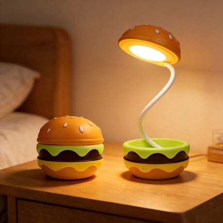 Orange Black Burger Night Light Adjustable Night Light Warm Glow Lamp Fun Home Decor Durable