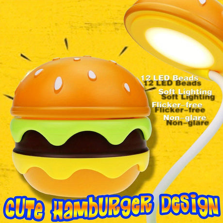 Orange Black Burger Night Light Adjustable Night Light Warm Glow Lamp Fun Home Decor Durable