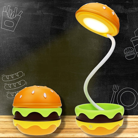 Orange Black Burger Night Light Adjustable Night Light Warm Glow Lamp Fun Home Decor Durable