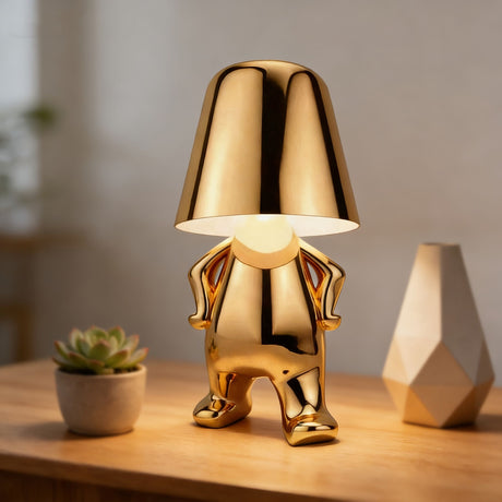 Gold Gray Ambient Night Light Gold-Toned Night Light Figure Shaped Night Light Home Decor