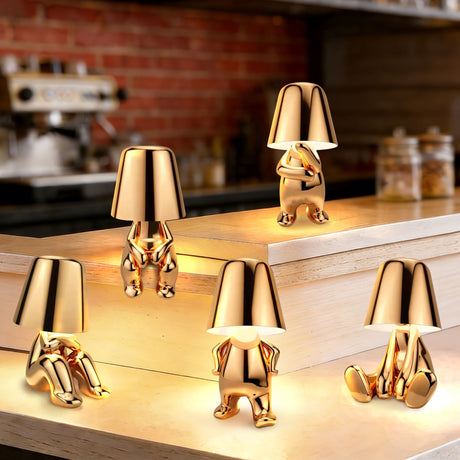 Gold Gray Ambient Night Light Gold-Toned Night Light Figure Shaped Night Light Home Decor