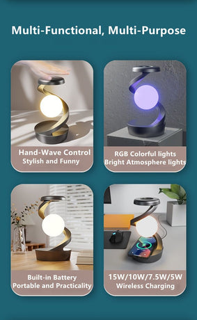 Gray Modern Night Light Spiral Design LED Night Light Ambient Lighting Wireless