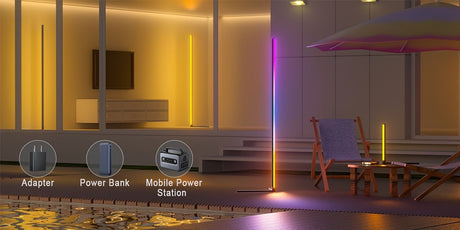 Black Silver 1.6m Floor Light Smart Voice-Controlled Light USB Powered Light Ambient Light