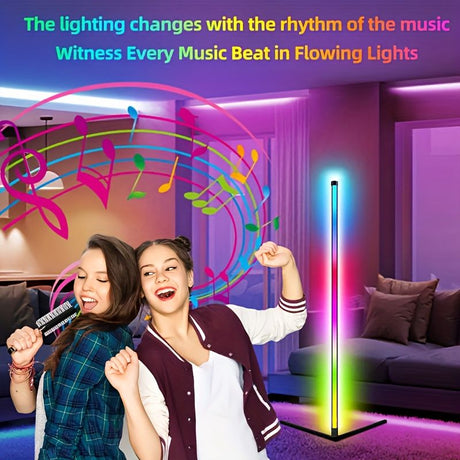Black Silver 1.6m Floor Light Smart Voice-Controlled Light USB Powered Light Ambient Light