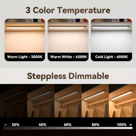 Silver Motion Sensor Light Rechargeable Led Light Dimmable Light 3 Light Color 2-Pack