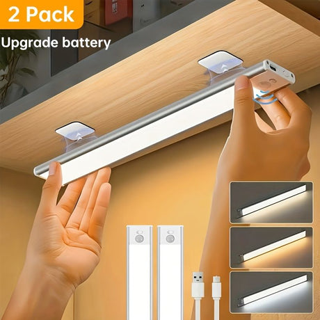 Silver Motion Sensor Light Rechargeable Led Light Dimmable Light 3 Light Color 2-Pack