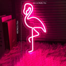 Red White Flamingo Night Light Neon Lamp Tropical Decor Home Accent Pink Light Mood