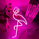 Red White Flamingo Night Light Neon Lamp Tropical Decor Home Accent Pink Light Mood
