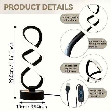 Black White Spiral Desk Lamps Warm Light Lamp Set Of 2 Lamps Bedside Lamp Study Lamp Modern