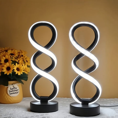 Black White Spiral Desk Lamps Warm Light Lamp Set Of 2 Lamps Bedside Lamp Study Lamp Modern