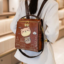 Fashionable Backpack Printed Backpack Double-Shoulder Backpack Cute Cat Print - Beige - Size 29-24-13