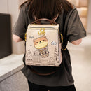 Fashionable Backpack Printed Backpack Double-Shoulder Backpack Cute Cat Print - Beige - Size 29-24-13