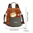 Fashionable Backpack Printed Backpack Double-Shoulder Backpack Cute Cat Print - Beige - Size 29-24-13