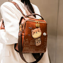 Fashionable Backpack Printed Backpack Double-Shoulder Backpack Cute Cat Print - Pink - Size 29-24-13