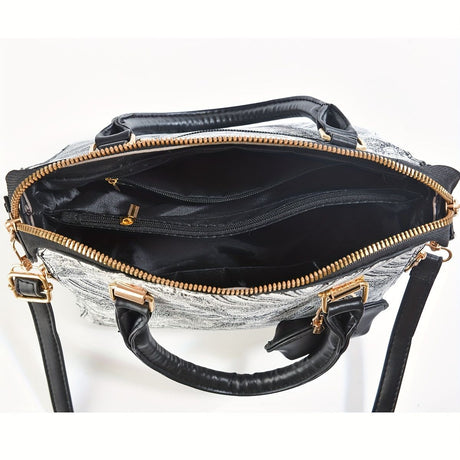 Ladies Hand-Held Bags 2-Piece Set Embroidered Print Retro Stylish Bag With - Green - Size 24-13-24