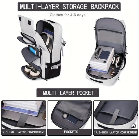 Travel Backpack Multi-Functional Backpack Convertible Backpack Shoe Compartment - Black - Size M