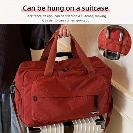Fashion Sports Travel Bag Travel Bag Sports Bag Business Travel Bag Unisex Bag - Burgundy - Size L