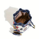 Women'S Bucket Bag Bear Print Handbag Trendy Handbag British Style Bag - Blue - Size 11-14-19