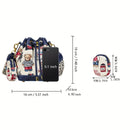 Women'S Bucket Bag Bear Print Handbag Trendy Handbag British Style Bag - Blue - Size 11-14-19
