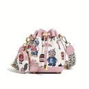 Women'S Bucket Bag Bear Print Handbag Trendy Handbag British Style Bag - Pink - Size 11-14-19