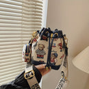 Women'S Bucket Bag Bear Print Handbag Trendy Handbag British Style Bag - Pink - Size 11-14-19