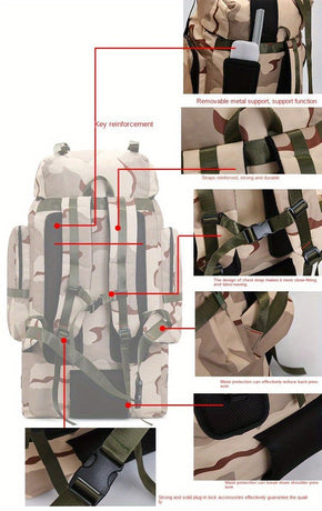 130L Backpack Outdoor Travel Backpack Camping Backpack For Adults Large - Black - Size M