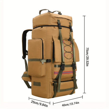130L Backpack Outdoor Travel Backpack Camping Backpack For Adults Large - Khaki - Size M