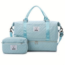 Travel Duffel Bag Small Pouch Travel Accessories Quilted Design Organized - Beige - Size L