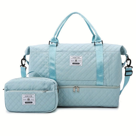 Travel Duffel Bag Small Pouch Travel Accessories Quilted Design Organized - Beige - Size L