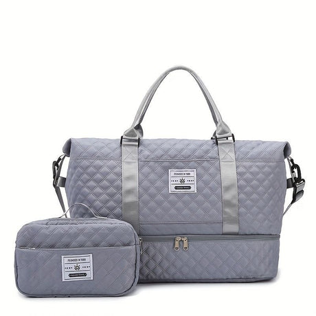 Travel Duffel Bag Small Pouch Travel Accessories Quilted Design Organized - Blue - Size L