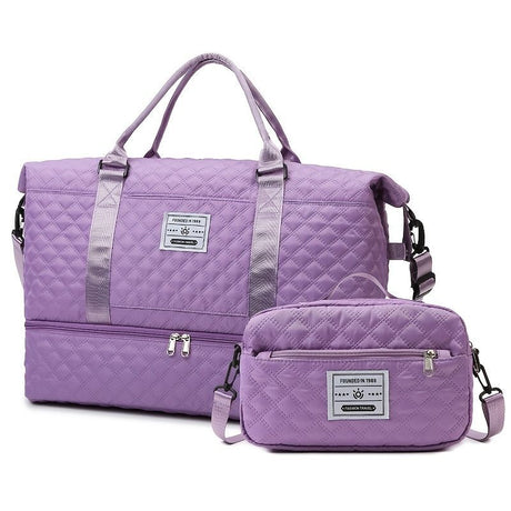 Travel Duffel Bag Small Pouch Travel Accessories Quilted Design Organized - Pink - Size L
