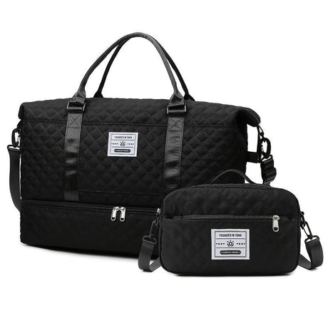 Travel Duffel Bag Small Pouch Travel Accessories Quilted Design Organized - Purple - Size L