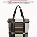 Women'S Bag Set Six Piece Bag Set Checkered Bag Large Capacity Bag Korean Style - Black - Size 30-27-13