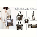 Women'S Bag Set Six Piece Bag Set Checkered Bag Large Capacity Bag Korean Style - Black - Size 30-27-13