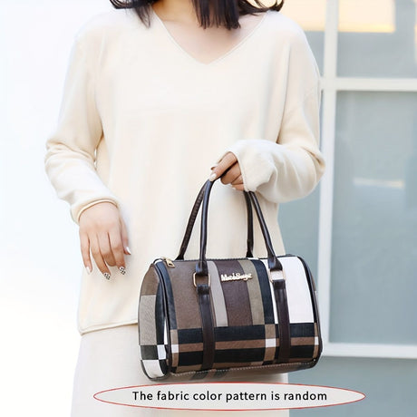 Women'S Bag Set Six Piece Bag Set Checkered Bag Large Capacity Bag Korean Style - Blue - Size 30-27-13