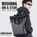 Roll-Top Backpack Travel Backpack Water-Resistant Backpack Unisex Backpack - Black - Size M