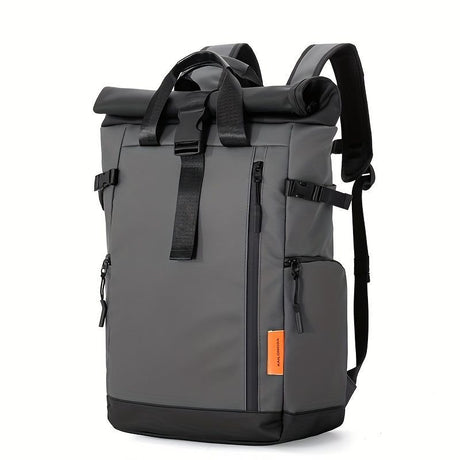 Roll-Top Backpack Travel Backpack Water-Resistant Backpack Unisex Backpack - Gray - Size M