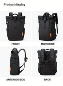 Roll-Top Backpack Travel Backpack Water-Resistant Backpack Unisex Backpack - Gray - Size M