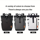 Roll-Top Backpack Travel Backpack Water-Resistant Backpack Unisex Backpack - White - Size M