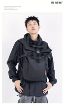 Roll-Top Backpack Travel Backpack Water-Resistant Backpack Unisex Backpack - White - Size M