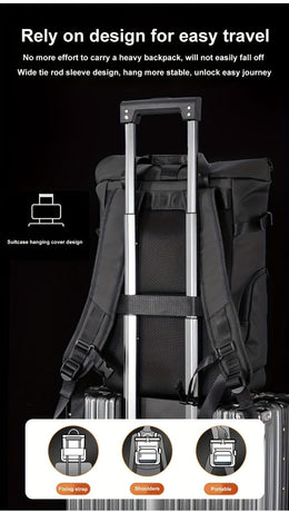 Roll-Top Backpack Travel Backpack Water-Resistant Backpack Unisex Backpack - White - Size M