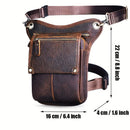 Leather Fanny Pack Top Grain Cowhide Travel Fanny Pack Adjustable Belt Fanny - Black - Size M