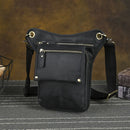 Leather Fanny Pack Top Grain Cowhide Travel Fanny Pack Adjustable Belt Fanny - Black - Size M