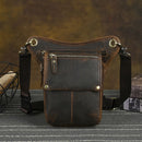 Leather Fanny Pack Top Grain Cowhide Travel Fanny Pack Adjustable Belt Fanny - Black - Size M