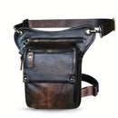 Leather Fanny Pack Top Grain Cowhide Travel Fanny Pack Adjustable Belt Fanny - Gray - Size M