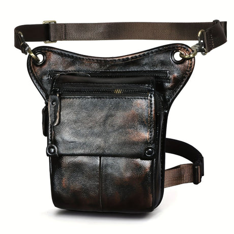 Leather Fanny Pack Top Grain Cowhide Travel Fanny Pack Adjustable Belt Fanny - Gray - Size M