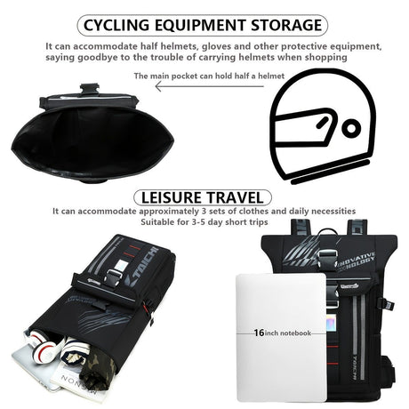 Waterproof Backpack Travel Backpack Taichi Backpack Laptop Backpack Multiple - Black - Size L