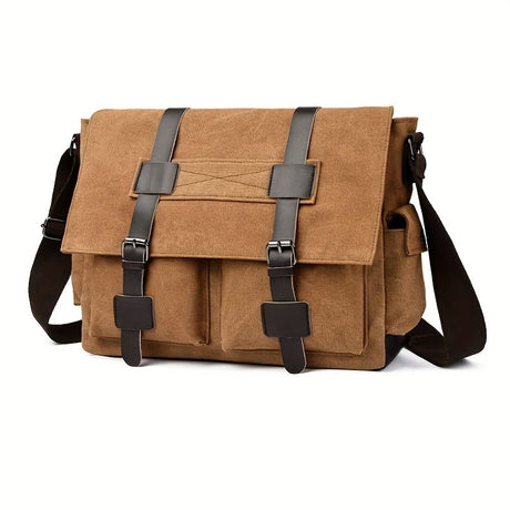 Black Men'S Canvas Messenger Bag Durable Work Bag Laptop Shoulder Bag Australian