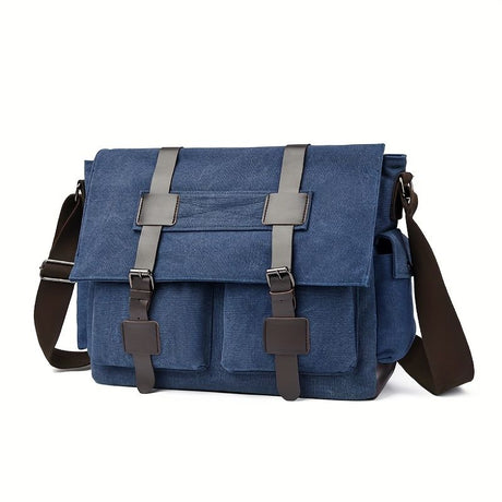 Black Men'S Canvas Messenger Bag Durable Work Bag Laptop Shoulder Bag Australian